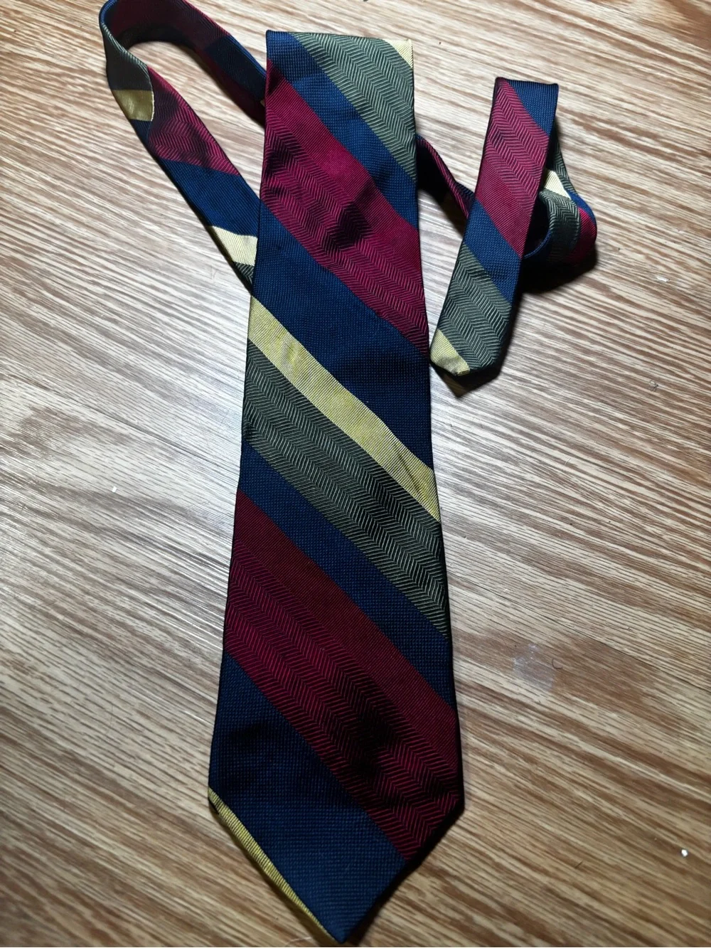 Jos. A. Bank Diagonal Stripe Tie in Navy, Burgundy & Olive